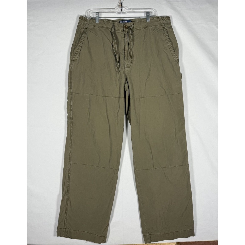 VTG Polo Ralph Lauren Pants Mens Large Green Drawstring Carpenter Wide Leg Baggy